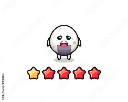 the illustration of customer bad rating, onigiri cute character with 1 star