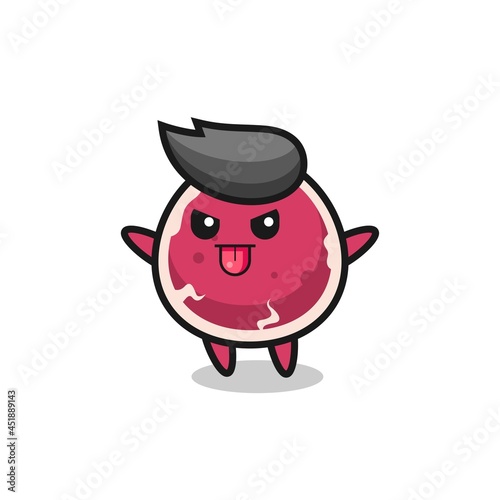 naughty beef character in mocking pose