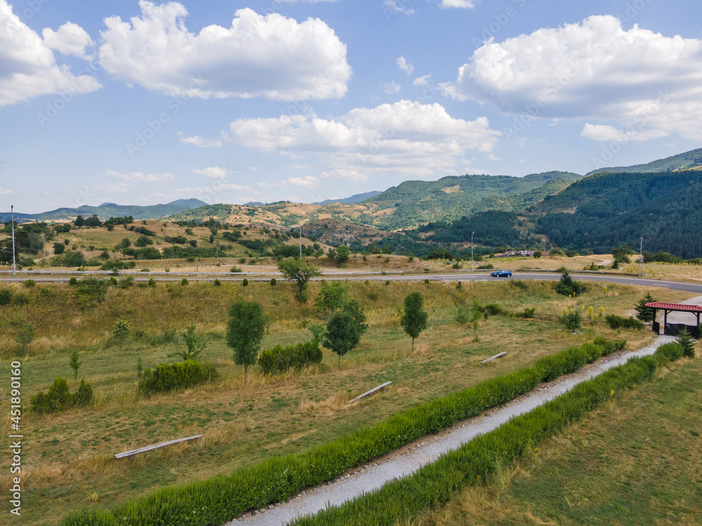 Fototapeta premium Aerial view of of historical town of Klisura, Bulgaria