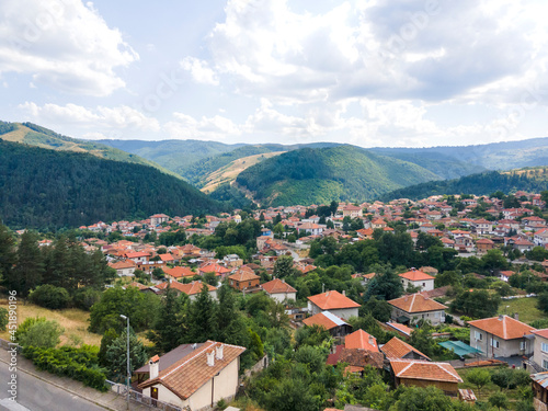Aerial view of of historical town of Klisura, Bulgaria