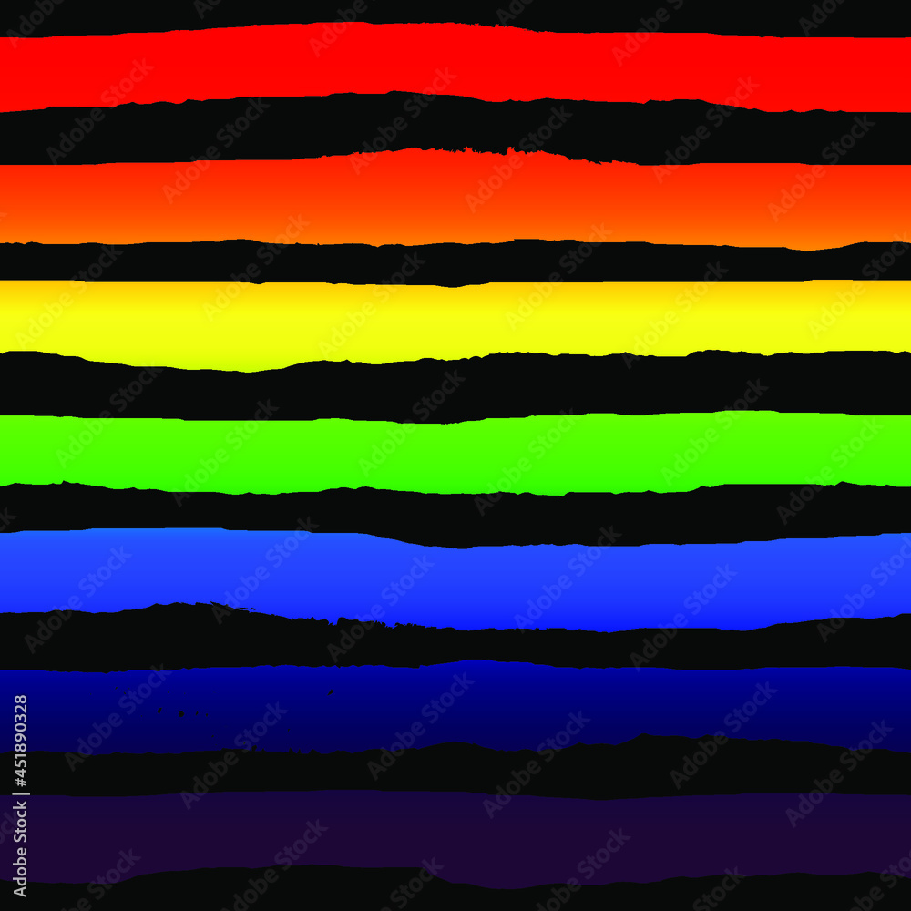 Hand drawn grunge texture seamless pattern of horizontal rainbow stripes on black background. Rainbow LGBT pride flag. International Day Against Homophobia, Pride Month symbol Hand drawn grunge texture seamless pattern of horizontal rainbow stripes on black background. Rainbow LGBT pride flag. International Day Against Homophobia, Pride Month symbol
