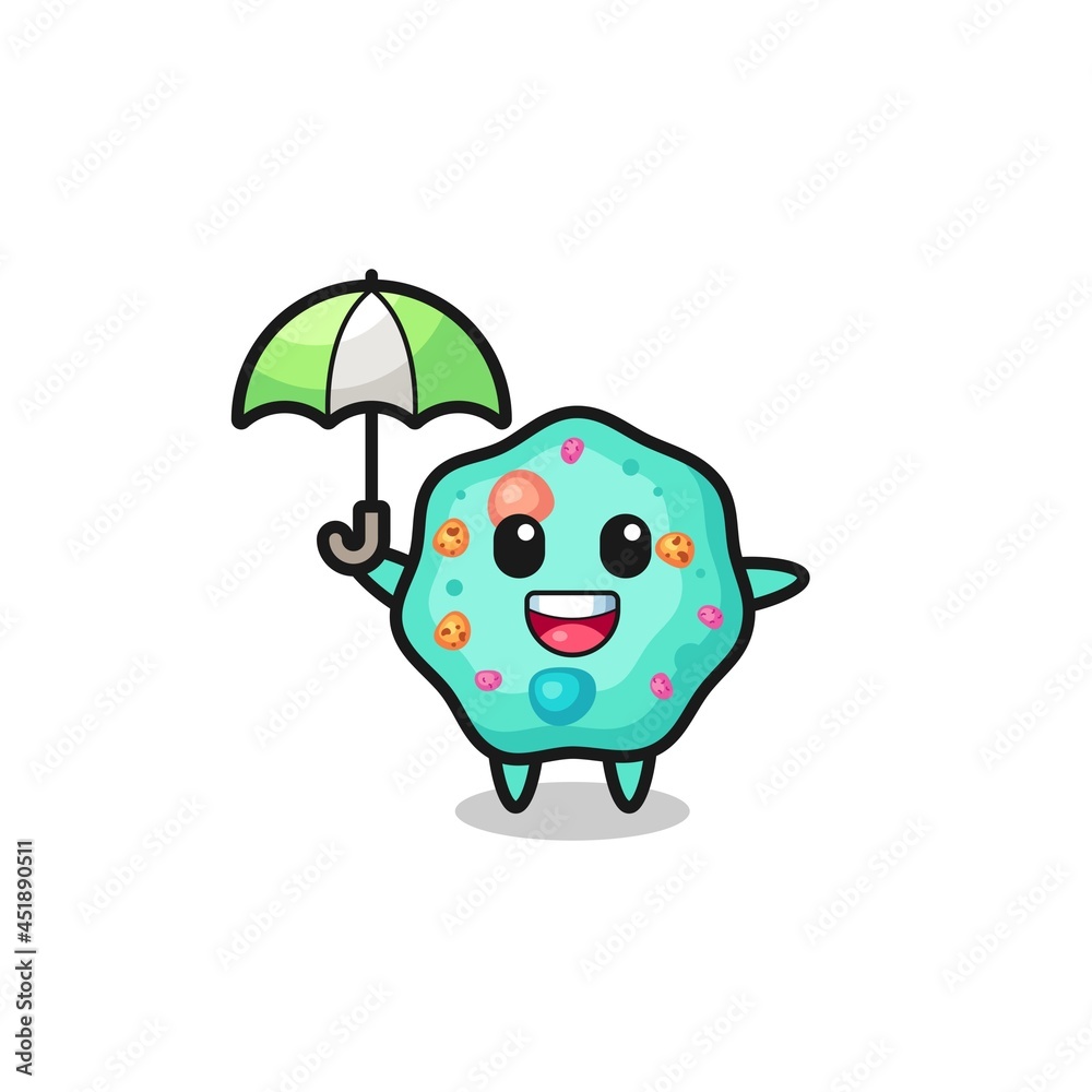 cute amoeba illustration holding an umbrella cute amoeba illustration holding an umbrella