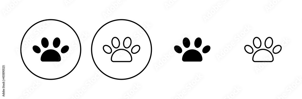 Paw icon set. paw print icon vector. dog or cat paw Paw icon set. paw print icon vector. dog or cat paw