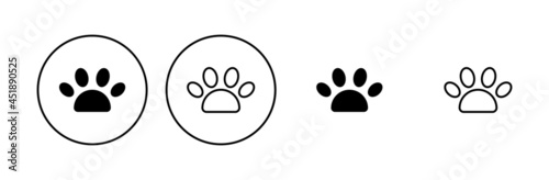 Paw icon set. paw print icon vector. dog or cat paw