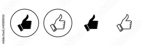 Thumbs up icon set. Hand like. Like icon vector.