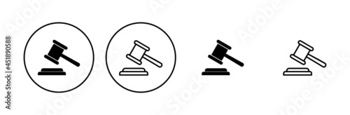 Gavel icon set. judge gavel icon vector. law icon vector. auction hammer