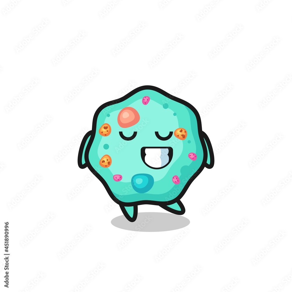 amoeba cartoon illustration with a shy expression amoeba cartoon illustration with a shy expression