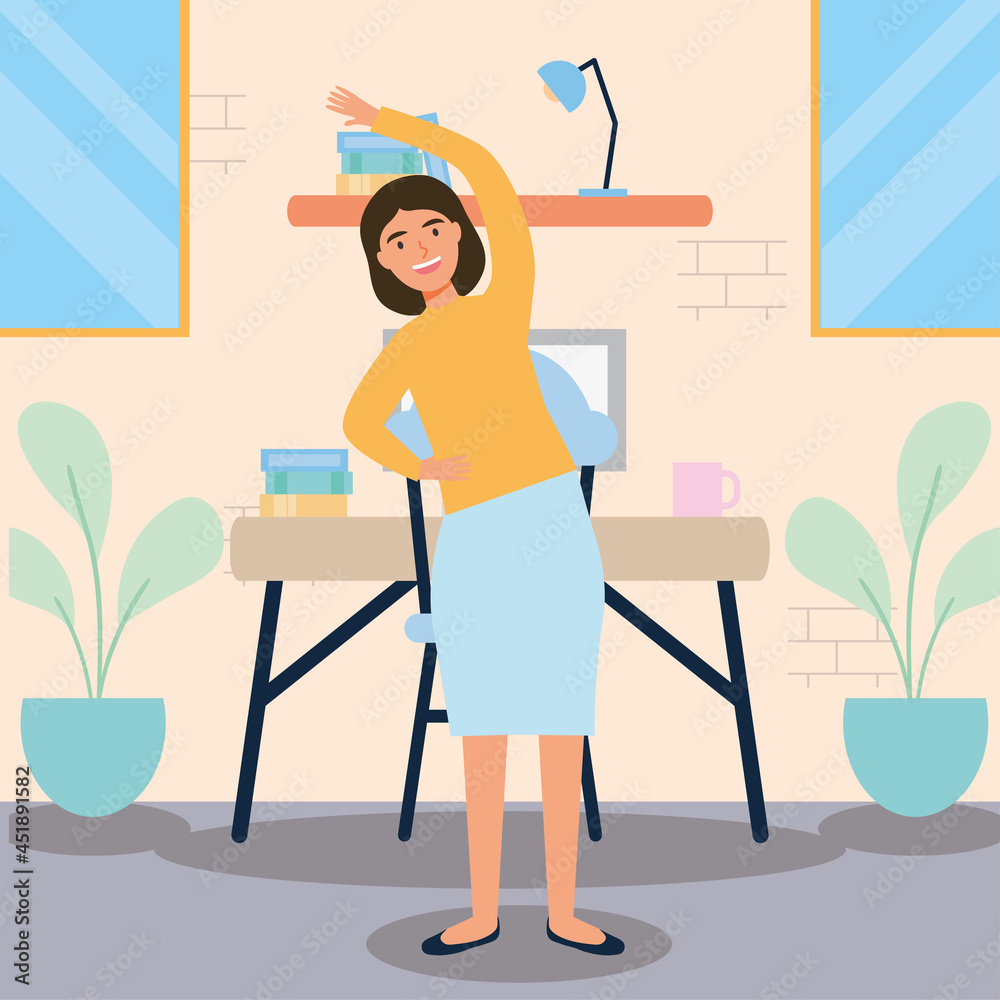 Fototapeta premium woman smiling practicing active breaks