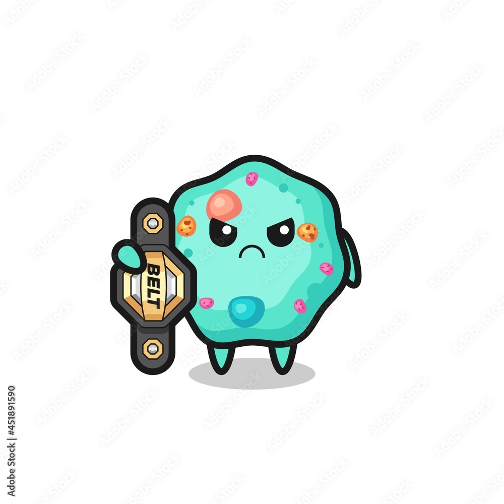 amoeba mascot character as a MMA fighter with the champion belt amoeba mascot character as a MMA fighter with the champion belt