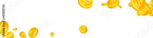 Thai baht coins falling. Bizarre scattered THB coins. Thailand money. Bewitching jackpot, wealth or success concept. Vector illustration.
