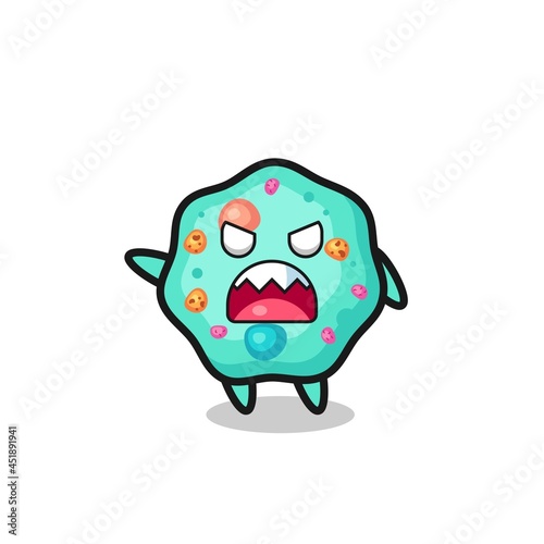 cute amoeba cartoon in a very angry pose