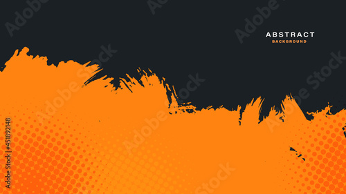 Abstract orange and black grunge texture background with halftone effect vector.