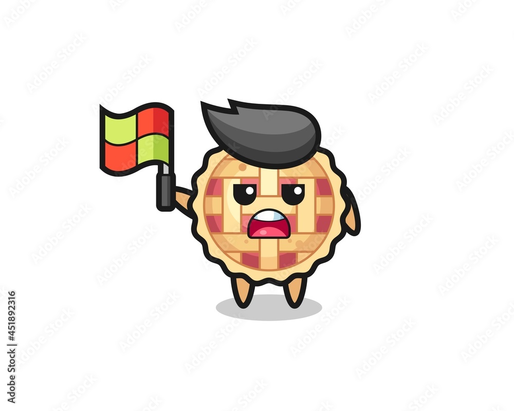 apple pie character as line judge putting the flag up apple pie character as line judge putting the flag up