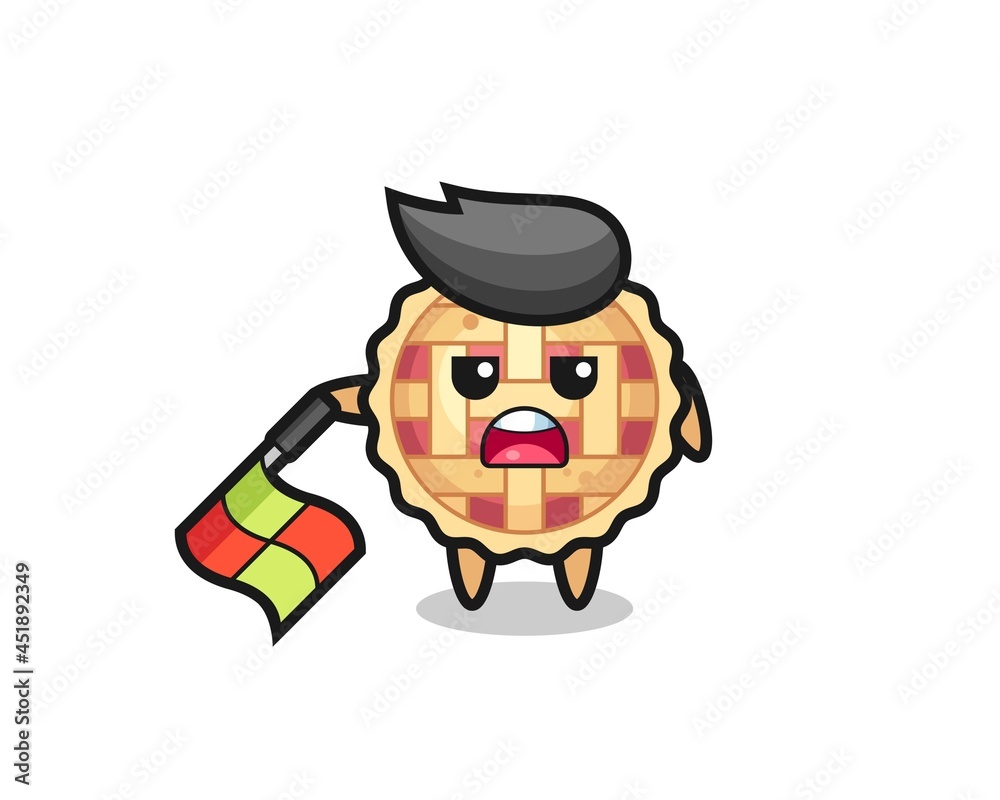 apple pie character as line judge hold the flag down at a 45 degree angle apple pie character as line judge hold the flag down at a 45 degree angle