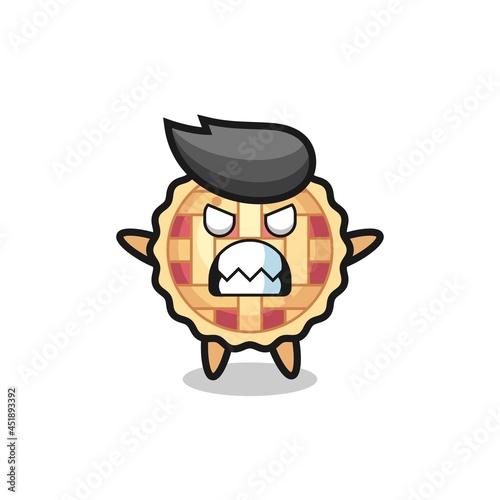 wrathful expression of the apple pie mascot character