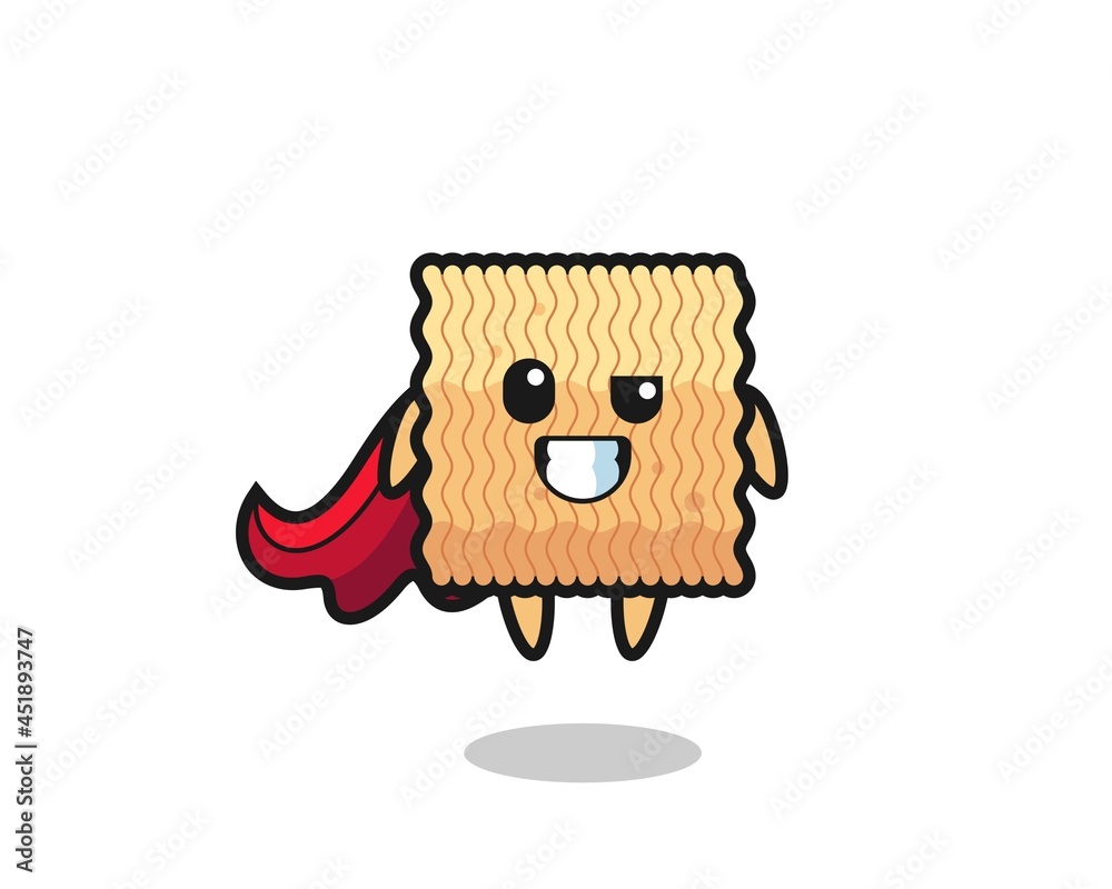 the cute raw instant noodle character as a flying superhero the cute raw instant noodle character as a flying superhero