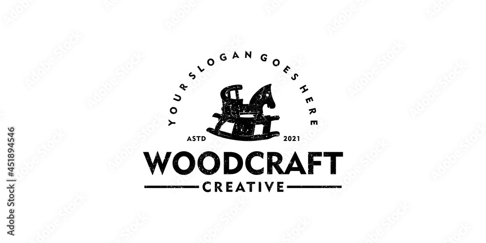 creative logo for woodcraft, vintage logo, clothing, toy shop, children's toy logo.