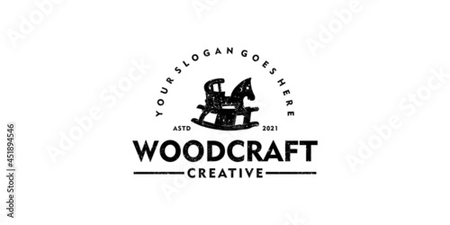 creative logo for woodcraft, vintage logo, clothing, toy shop, children's toy logo.