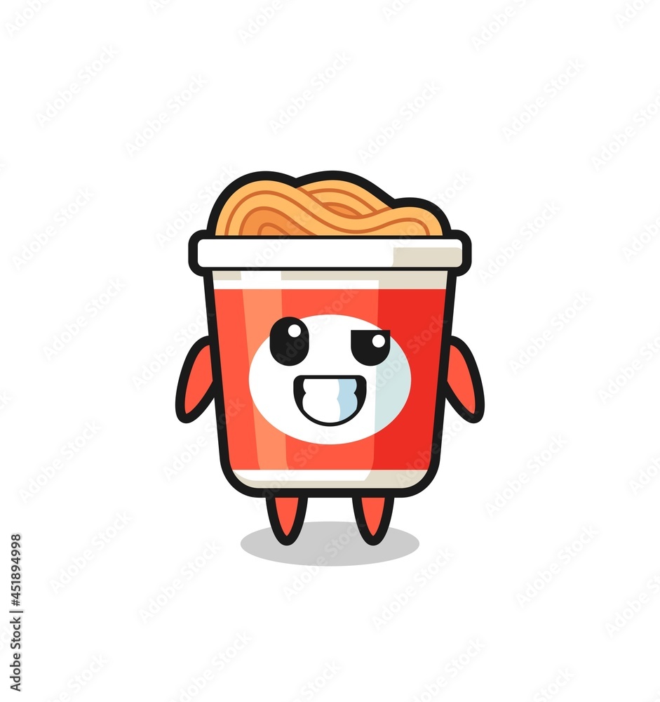 cute instant noodle mascot with an optimistic face