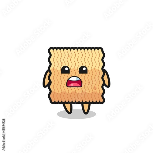 raw instant noodle illustration with apologizing expression, saying I am sorry
