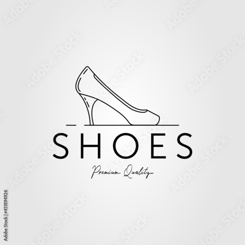 minimalist high heels shoe line art logo vector illustration design