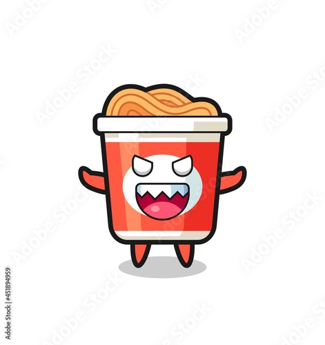 illustration of evil instant noodle mascot character