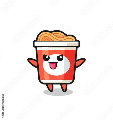naughty instant noodle character in mocking pose