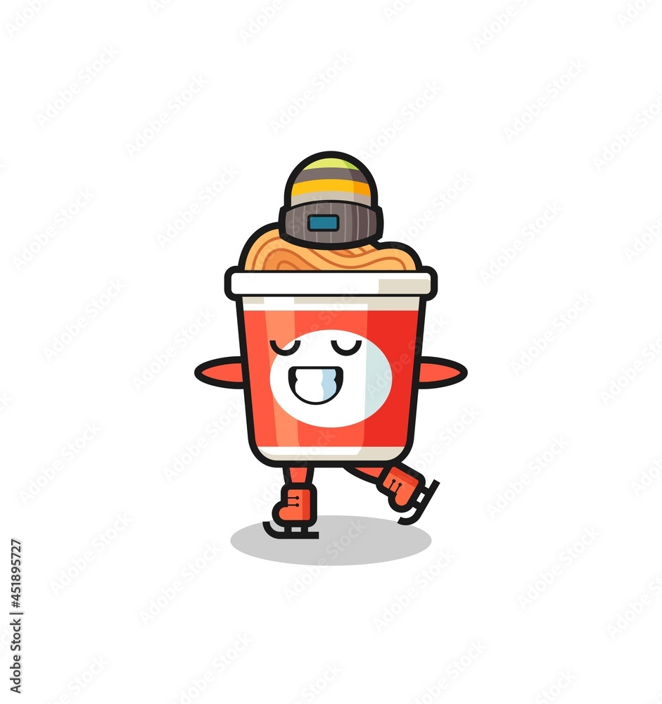 instant noodle cartoon as an ice skating player doing perform instant noodle cartoon as an ice skating player doing perform