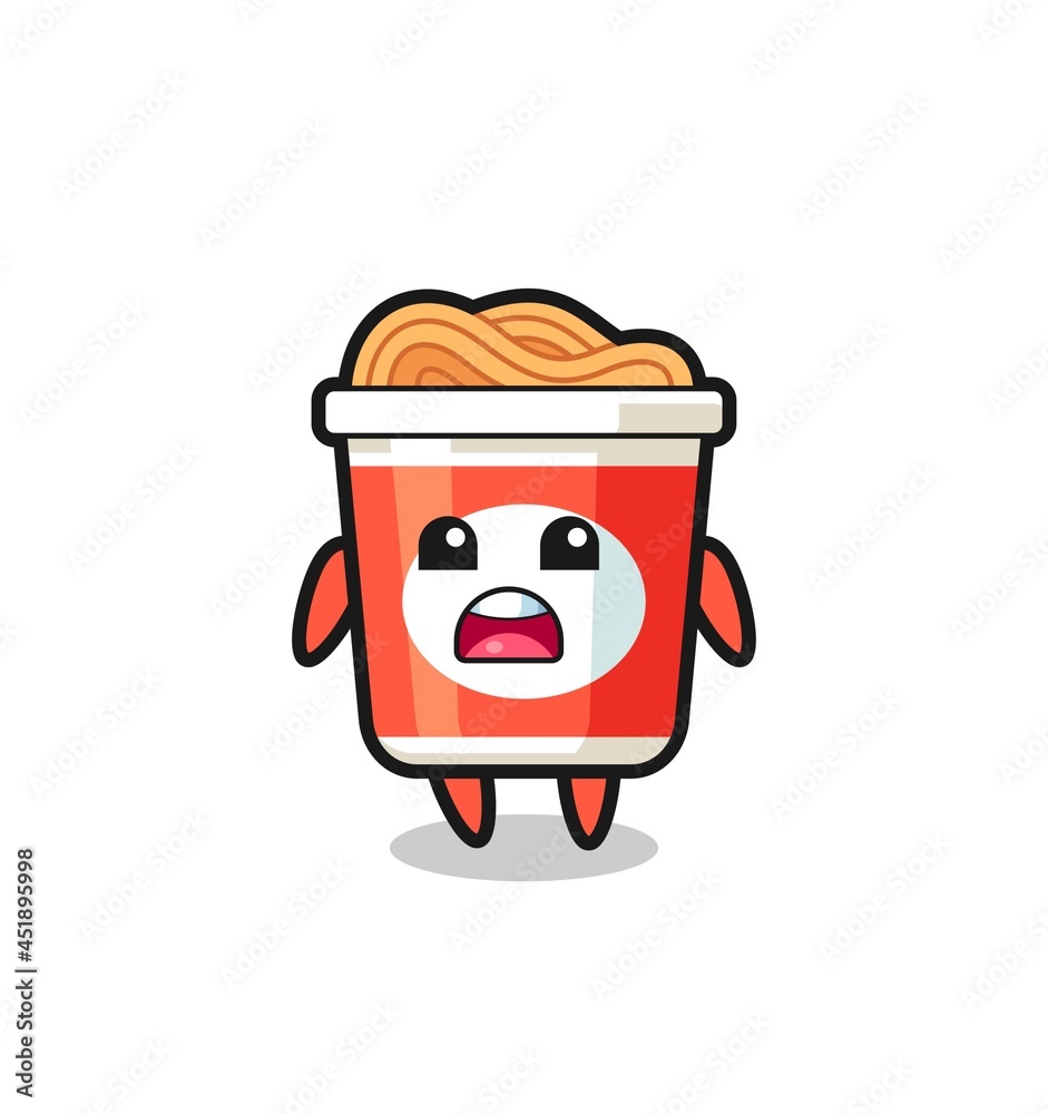 instant noodle illustration with apologizing expression, saying I am sorry