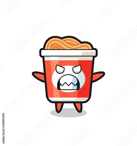 wrathful expression of the instant noodle mascot character