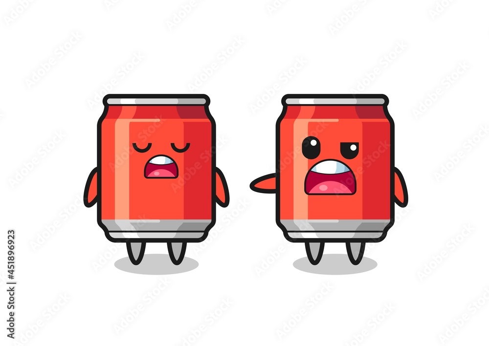 illustration of the argue between two cute drink can characters illustration of the argue between two cute drink can characters