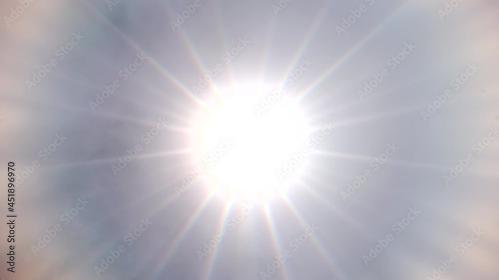 Close up sun and clouds Time-lapse. Sun shining brightly, a sense of the sun's heat and the sun's role in global warming and potential climate change.