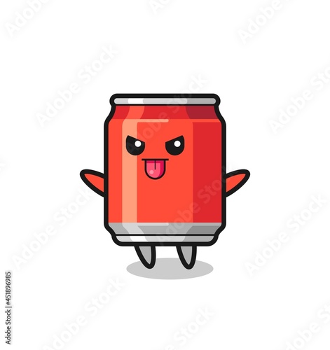 naughty drink can character in mocking pose