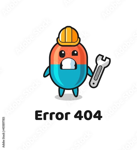 error 404 with the cute capsule mascot