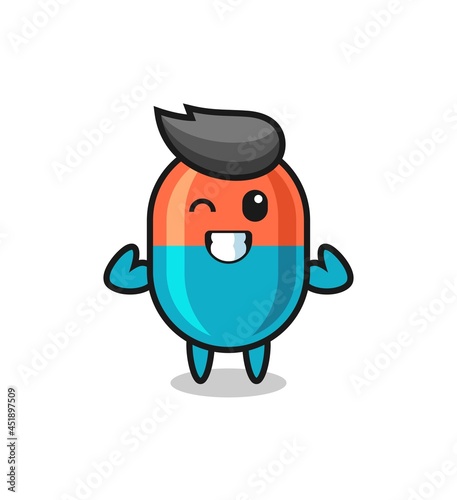 the muscular capsule character is posing showing his muscles