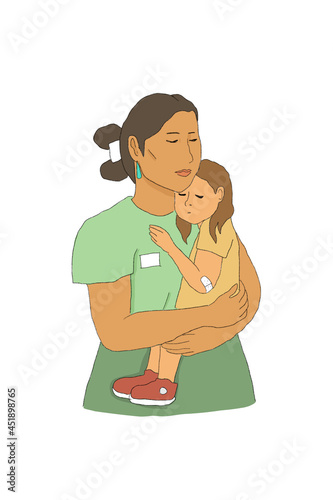 Εκτύπωση καμβά Babysitter holding child in her arms