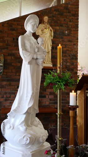 Holy Statue of worship in a religious Christian or catholic chapel 
