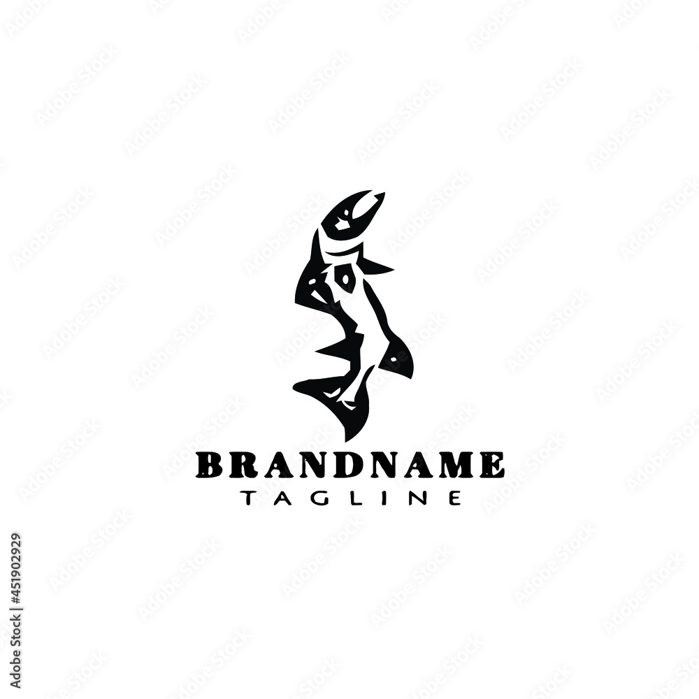 barracuda fish cartoon logo icon design template vector illustration