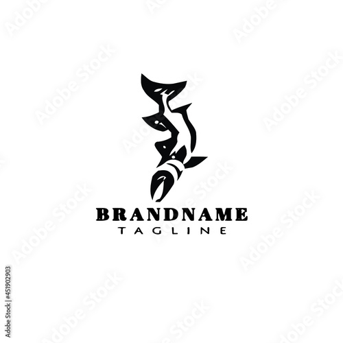 barracuda fish cartoon logo icon design black vector illustration