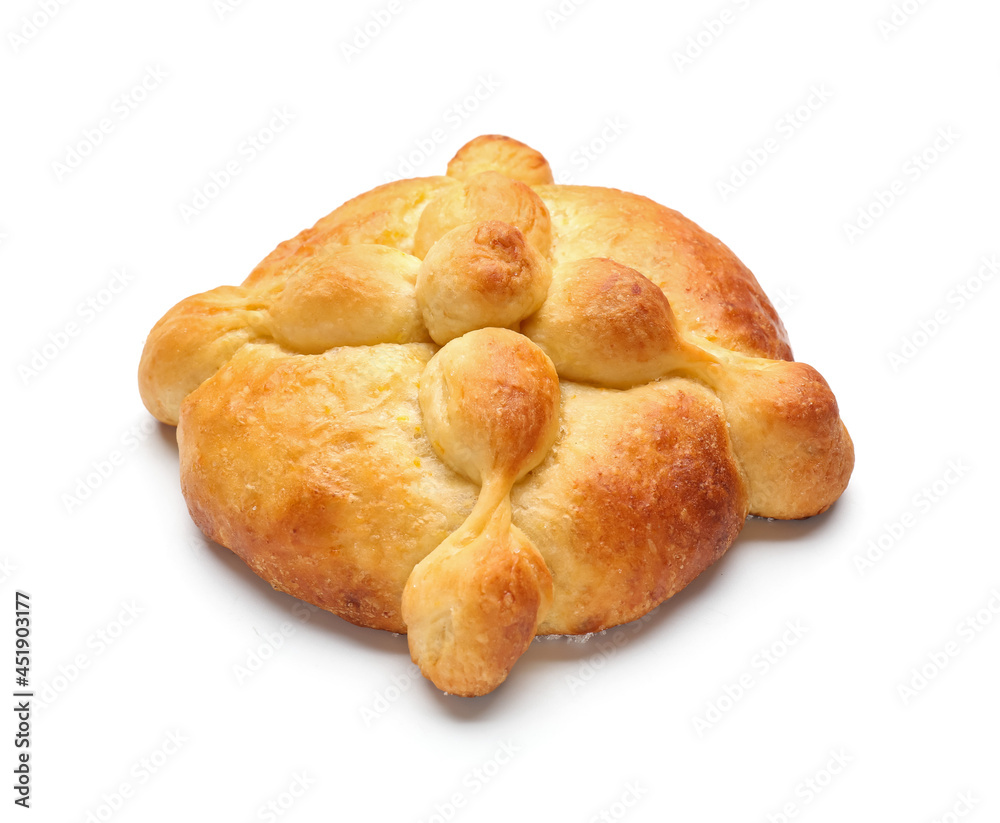 Bread of the dead on white background. Celebration of Mexico's Day of the Dead (El Dia de Muertos)