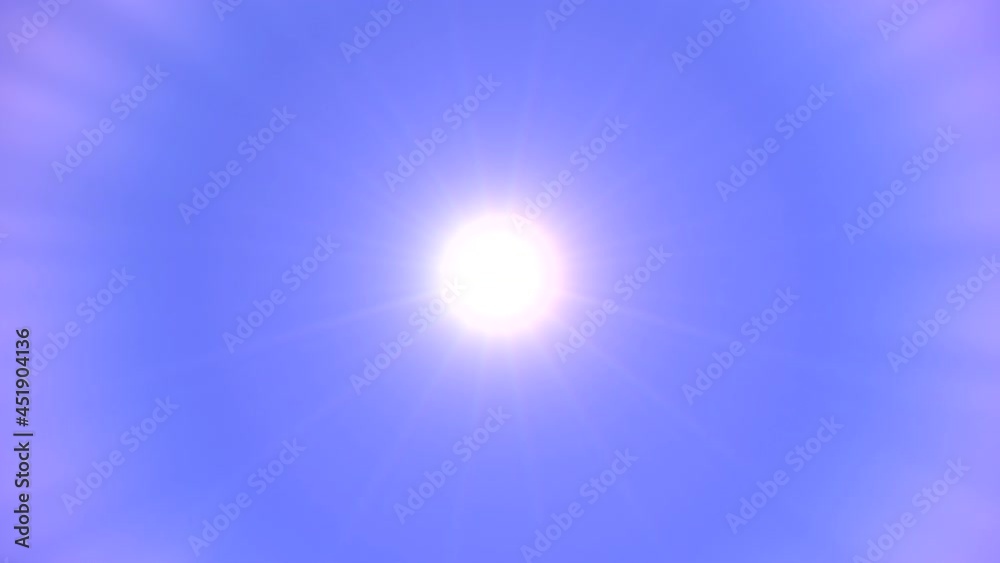 Close up sun passing across a clear blue sky. Sun shining brightly, a sense of the sun's heat and the sun's role in global warming and potential climate change. Close up sun passing across a clear blue sky. Sun shining brightly, a sense of the sun's heat and the sun's role in global warming and potential climate change.