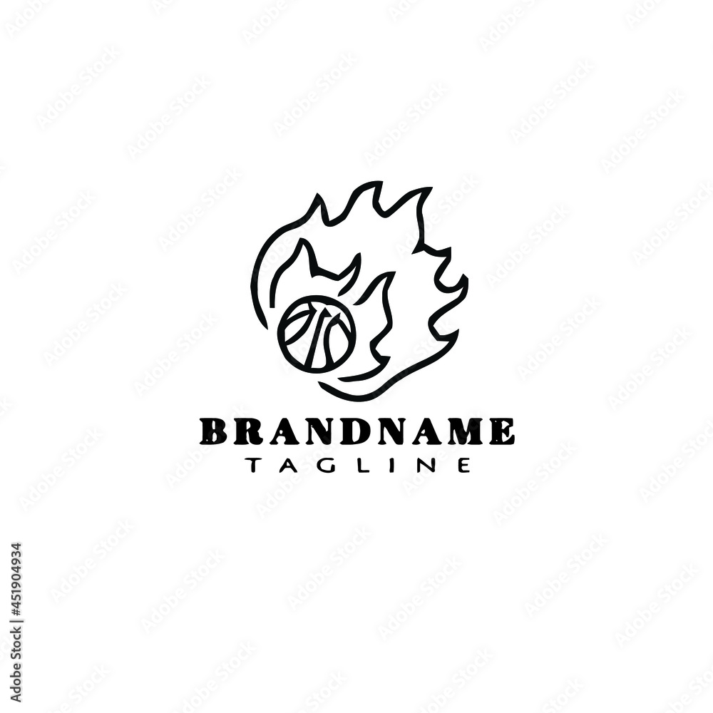 basketball on fire logo icon design template cute illustration