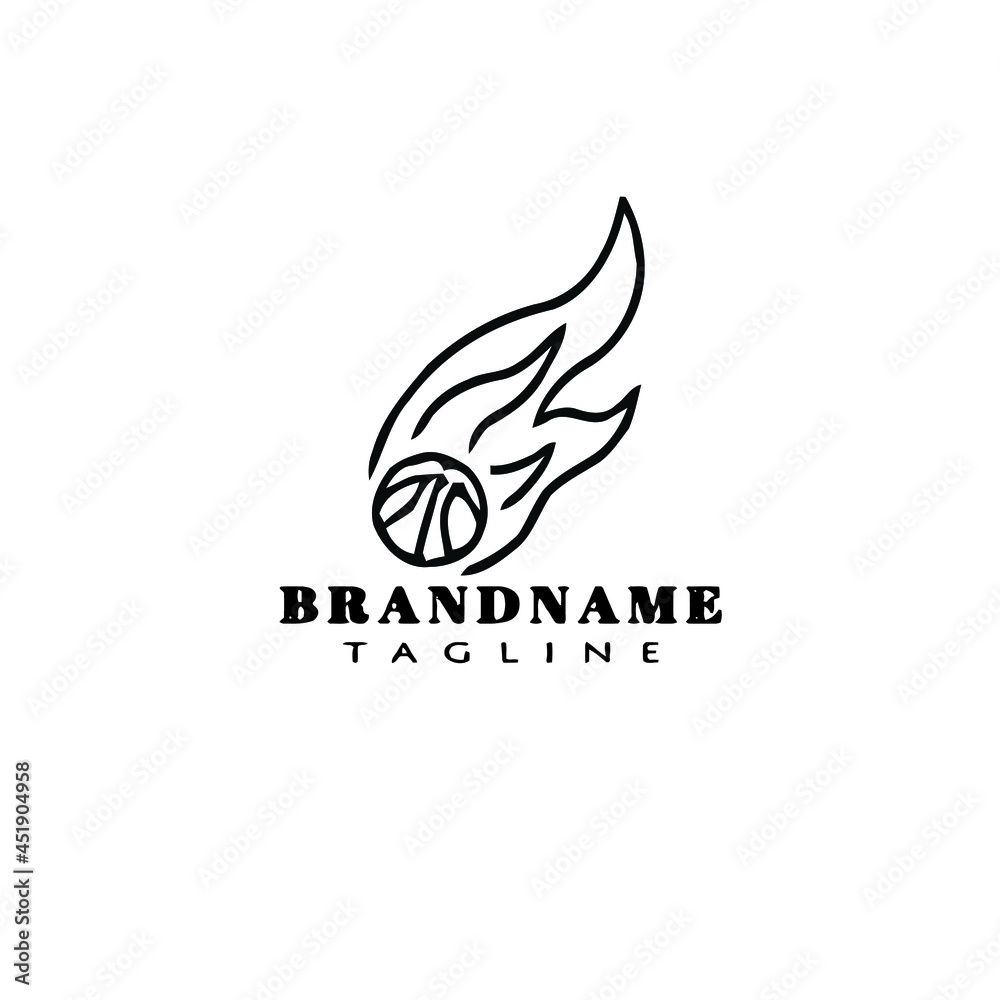 cute basketball on fire logo icon design template vector illustration