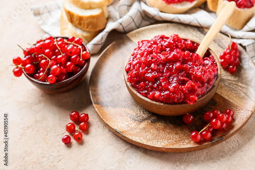 Homemade red currant jam an...
