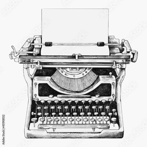 Hand drawn retro typewriter vector photo