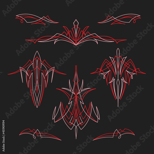 Old school Pinstriping motorcycle and car design art vector