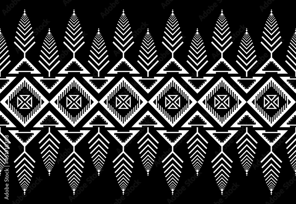 Ethnic geometric seamless pattern. Native traditional. black and white