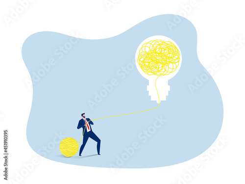 businessman manage Problems solution creative design of light bulb with and order in thoughts concept vector