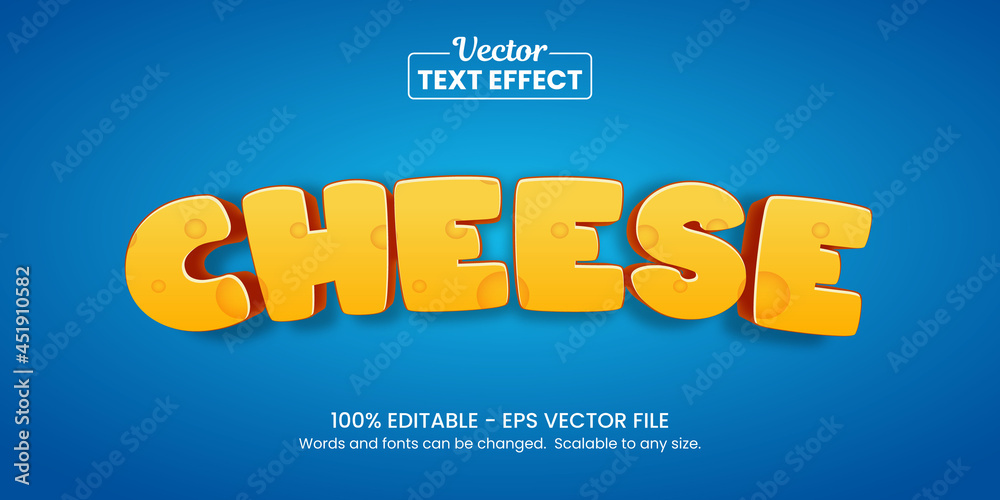 Yellow and blue Cheese text effect, editable text effect
