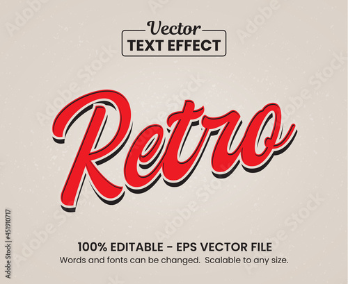 Red retro vintage text effect, Editable text effect